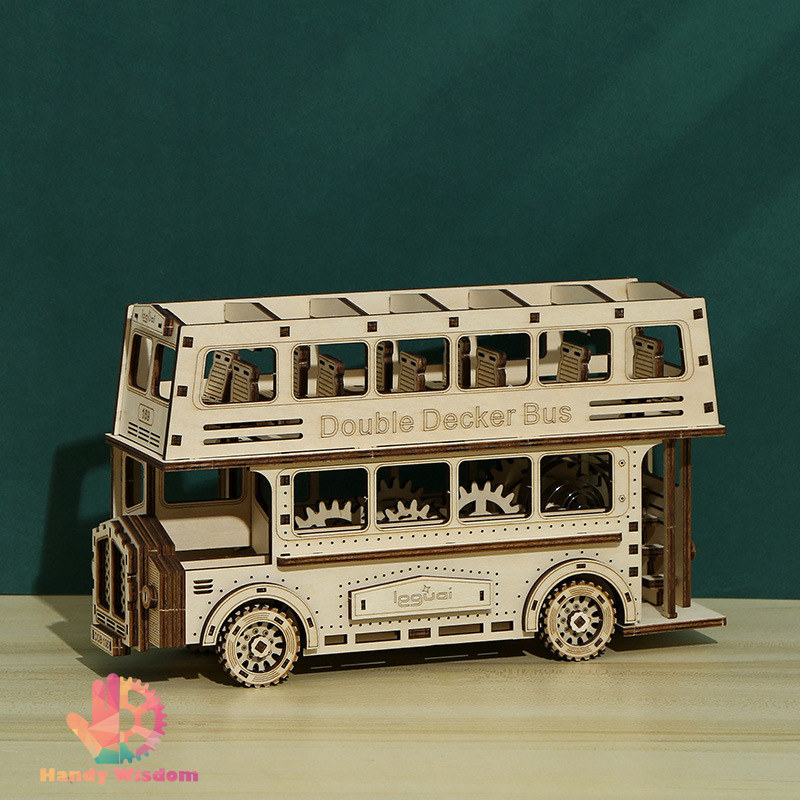 Mô hình gỗ chuyển động - Xe buýt 2 tầng - Doubled decker bus