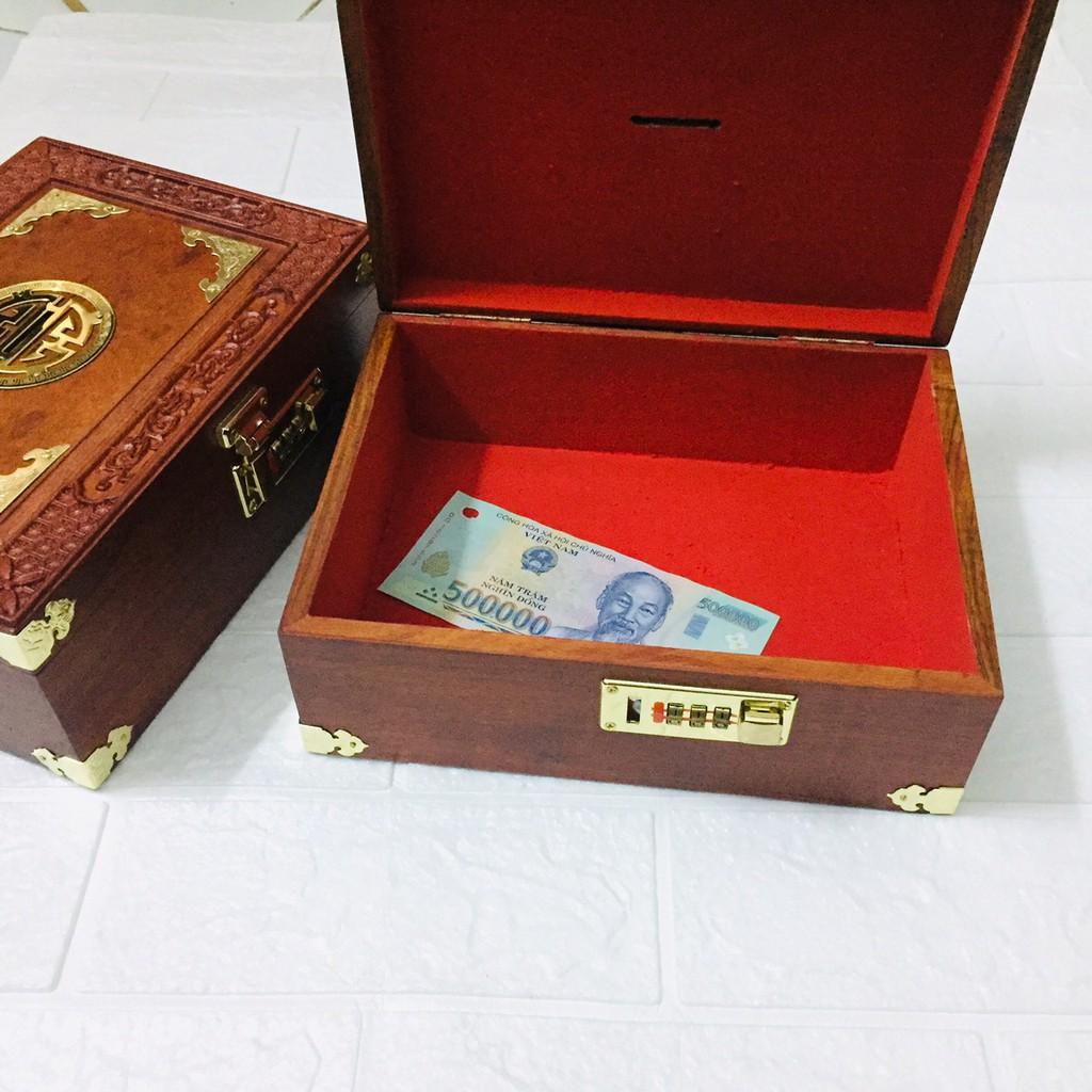 Hộp đựng tiền, hòm tiết kiệm GỖ HƯƠNG CAO CẤP CỠ ĐẠI CÓ MÃ KHÓA