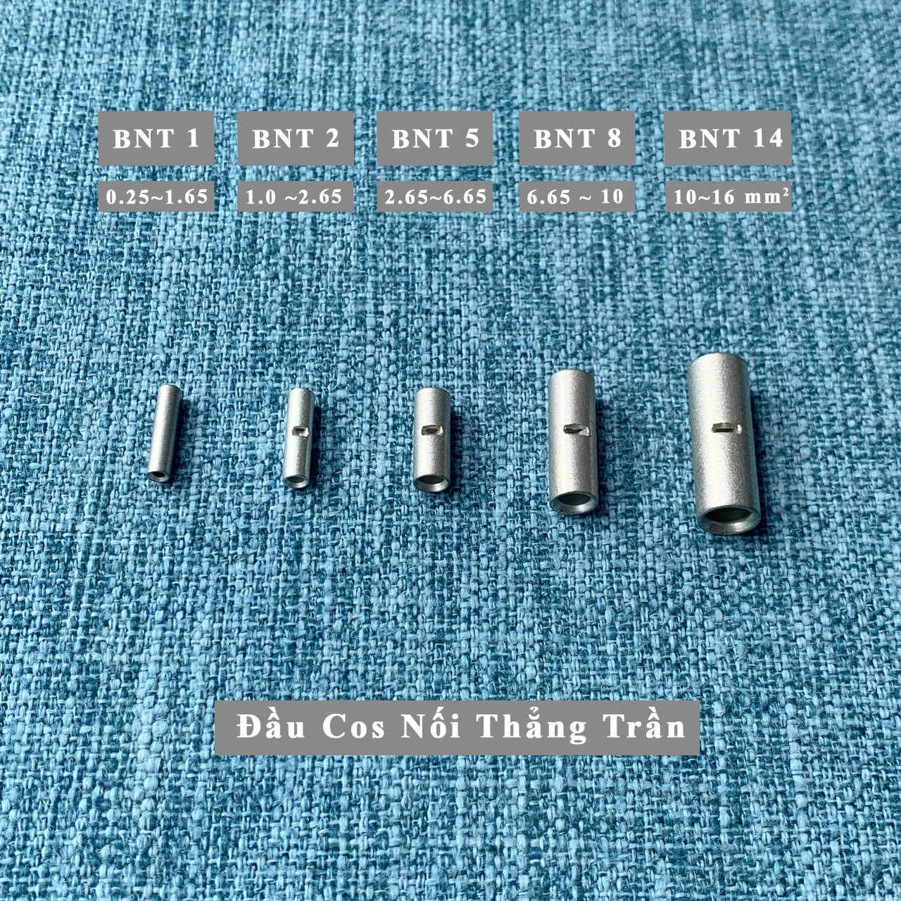 (10 cái) Đầu cos nối thẳng BNT8 - Đầu cos nối dây điện thẳng loại trần -  Dùng cho dây 6.65mm2 tới 10mm2