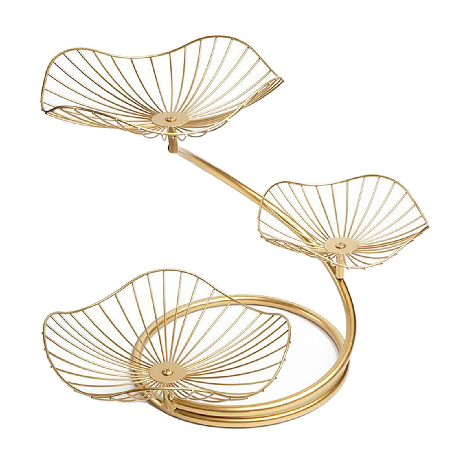 Lotus Leaf Fruit Bowl Display Basket Iron Wire Fruit Holder Dish 3 Tier Style 1