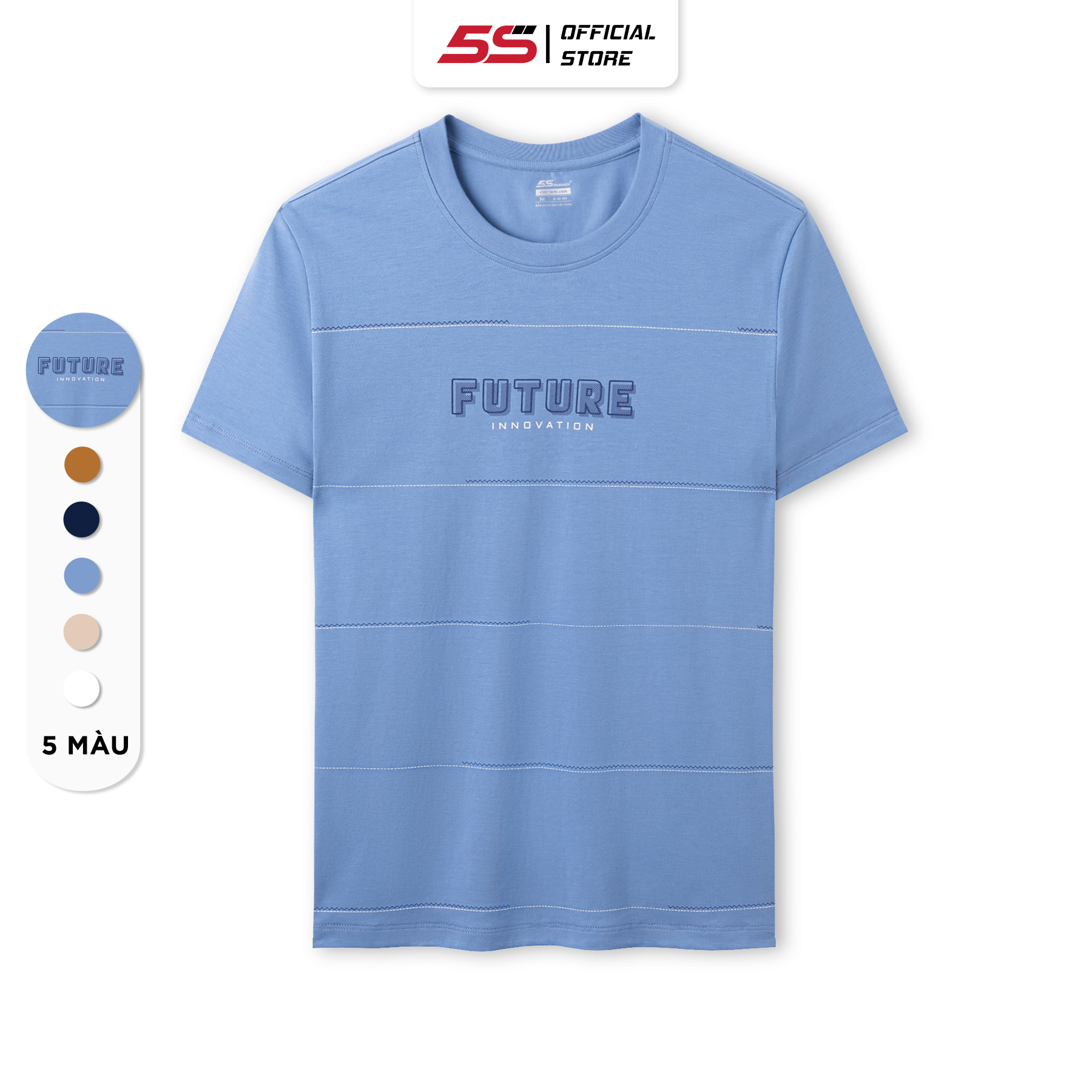 Áo Thun Nam Ngắn Tay 5S FUTURE, Chất Cotton USA, Mềm Mịn, Thấm Hút, Mát, Co Giãn, In Trẻ Trung (TSO23017)