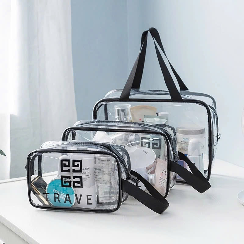 Túi đựng mỹ phẩm du lịch có quai xách mini trong suốt, Túi đựng đồ trang điểm makup chống nước - Chính Hãng
