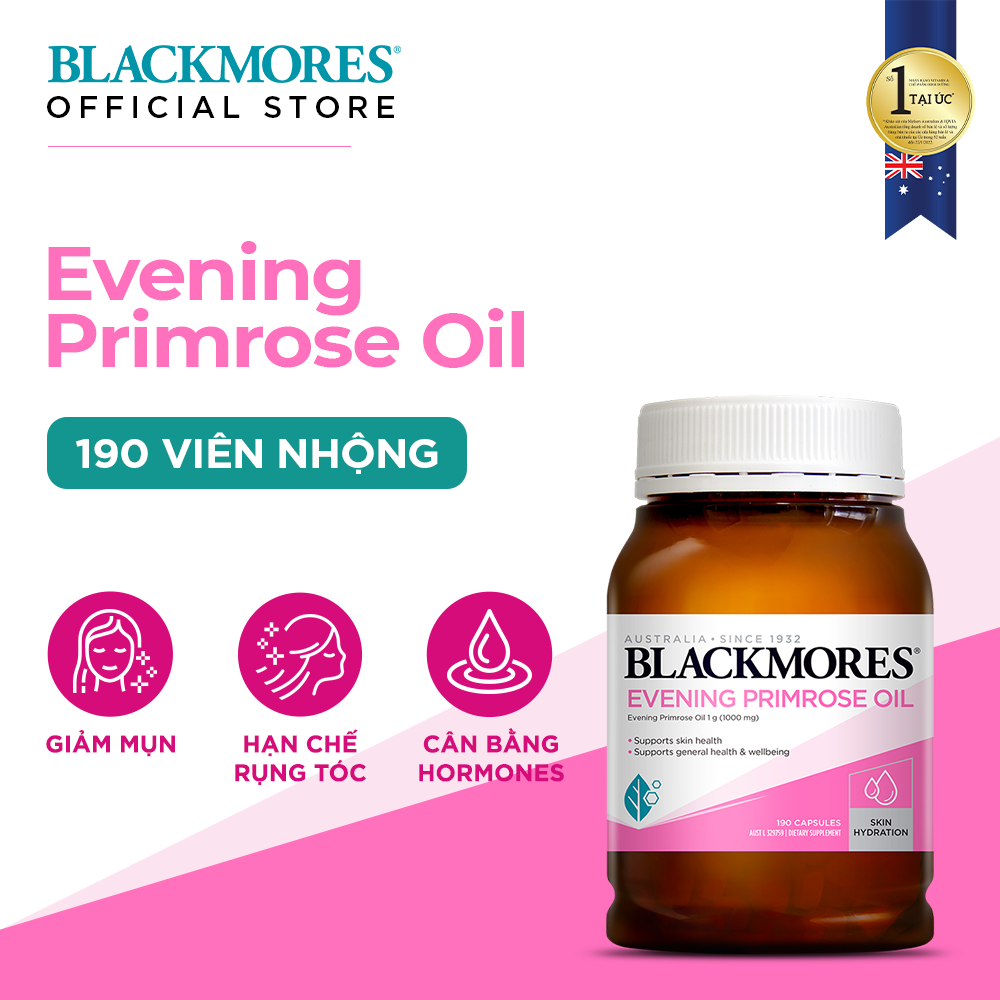 Tinh Dầu Hoa Anh Thảo Hỗ Trợ Cân Bằng Nội Tiết Tố Blackmores Evening Primrose Oil Lọ 190 Viên