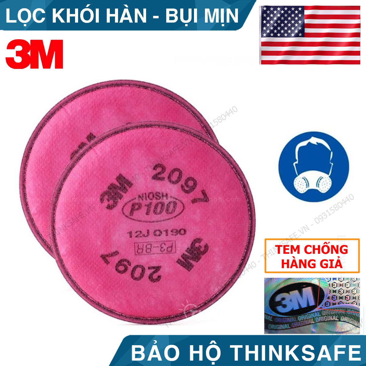 PHIN LỌC 3M 2097 CHUYÊN DÙNG CHỐNG KHÍ HÀN VÀ KHÓI ĐỘC, BỤI MỊN PM2.5 VÀ PHÒNG DỊCH