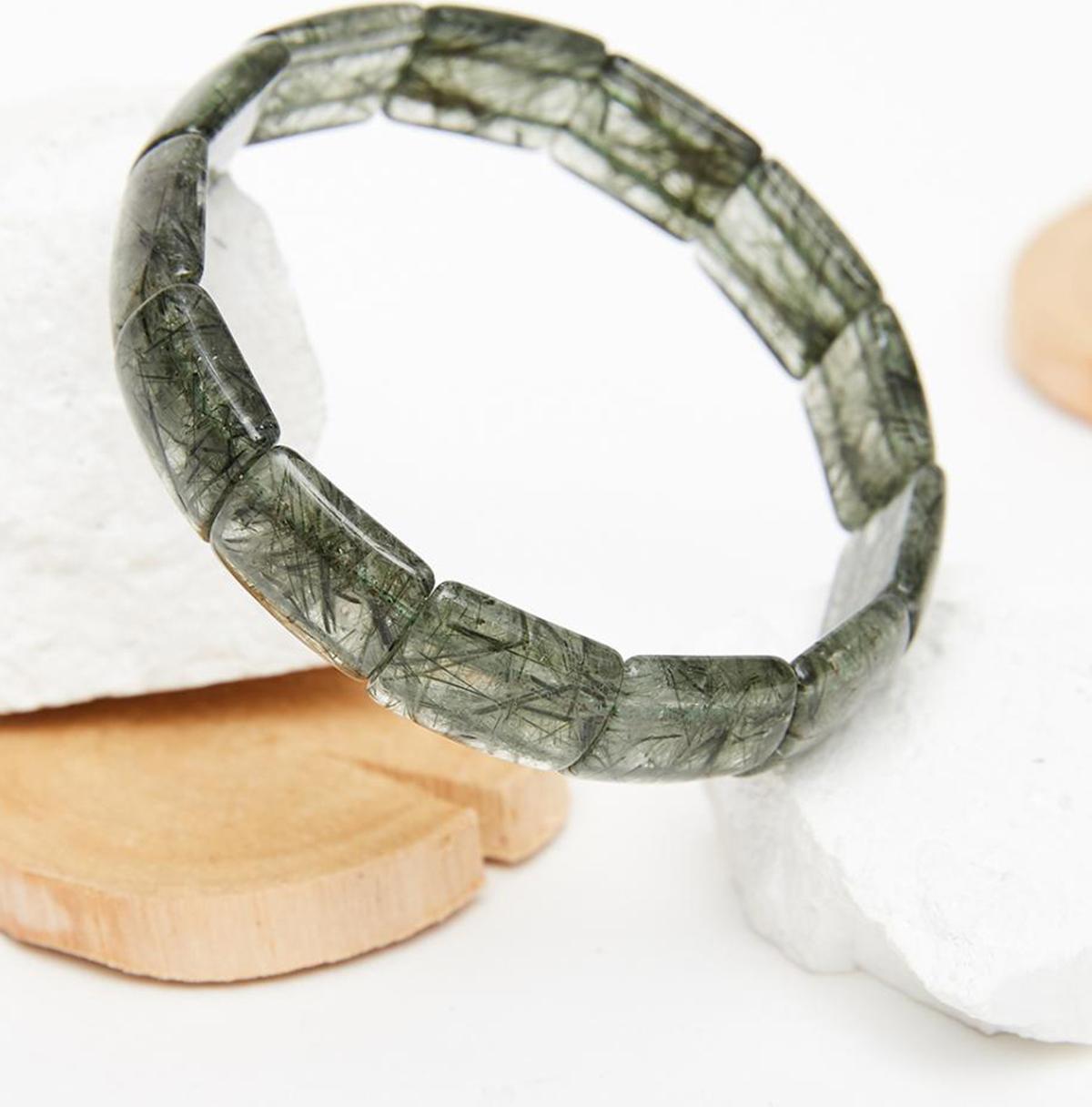 Vòng bản đá thạch anh tóc xanh bản 16x13mm mệnh hỏa, mộc - Ngọc Quý Gemstones