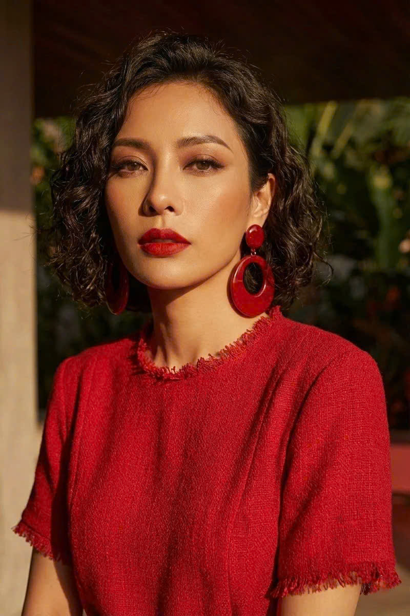 Áo Thắt Eo Peplum Tweed Đỏ Thanh Minh thời trang thiết kế Hity Top213Red