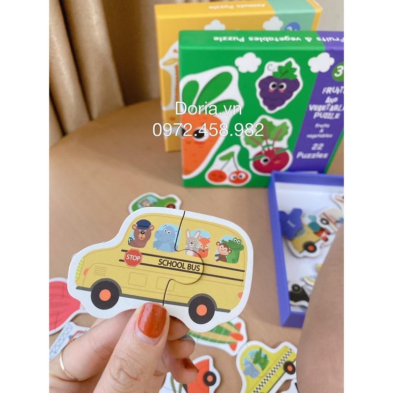 Đồ Chơi An Toàn - Ghép Hình, Xếp hình puzzle 2 mảnh gỗ