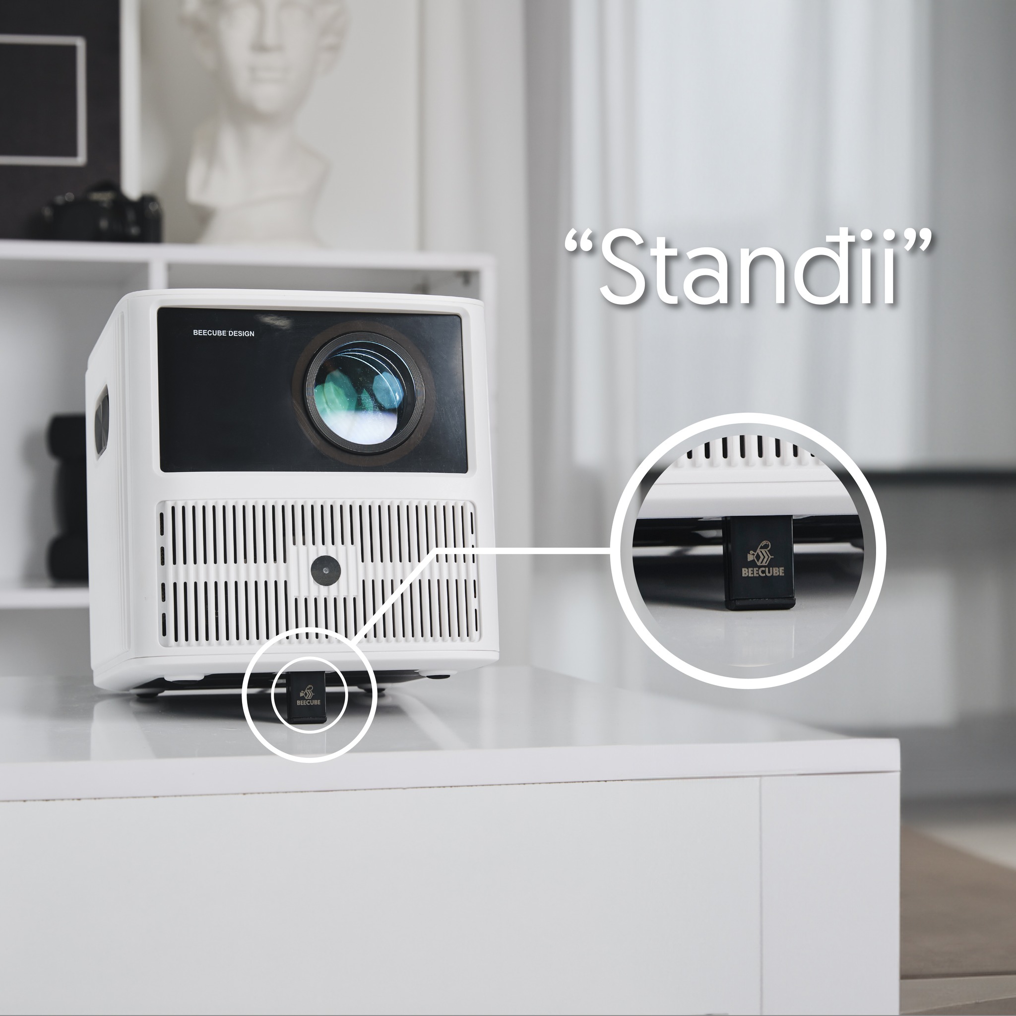 Máy Chiếu Beecube Xtreme Gen II Wifi 6 - Auto KeysTone - Trợ Lý Ảo KiKi - Chân Đế Standii - Truyền Tải không Dây Qua Nhiều Thiết Bị - Full HD Hàng Chính Hãng