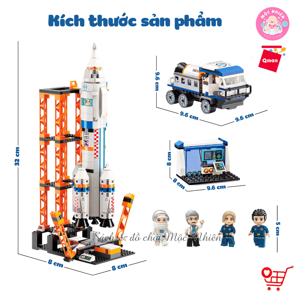 Đồ chơi lắp ráp, xếp hình Qman 1140 - Vụ phóng tàu không gian - Bộ lớn 632 mảnh ghép - Cho bé từ 6 tuổi