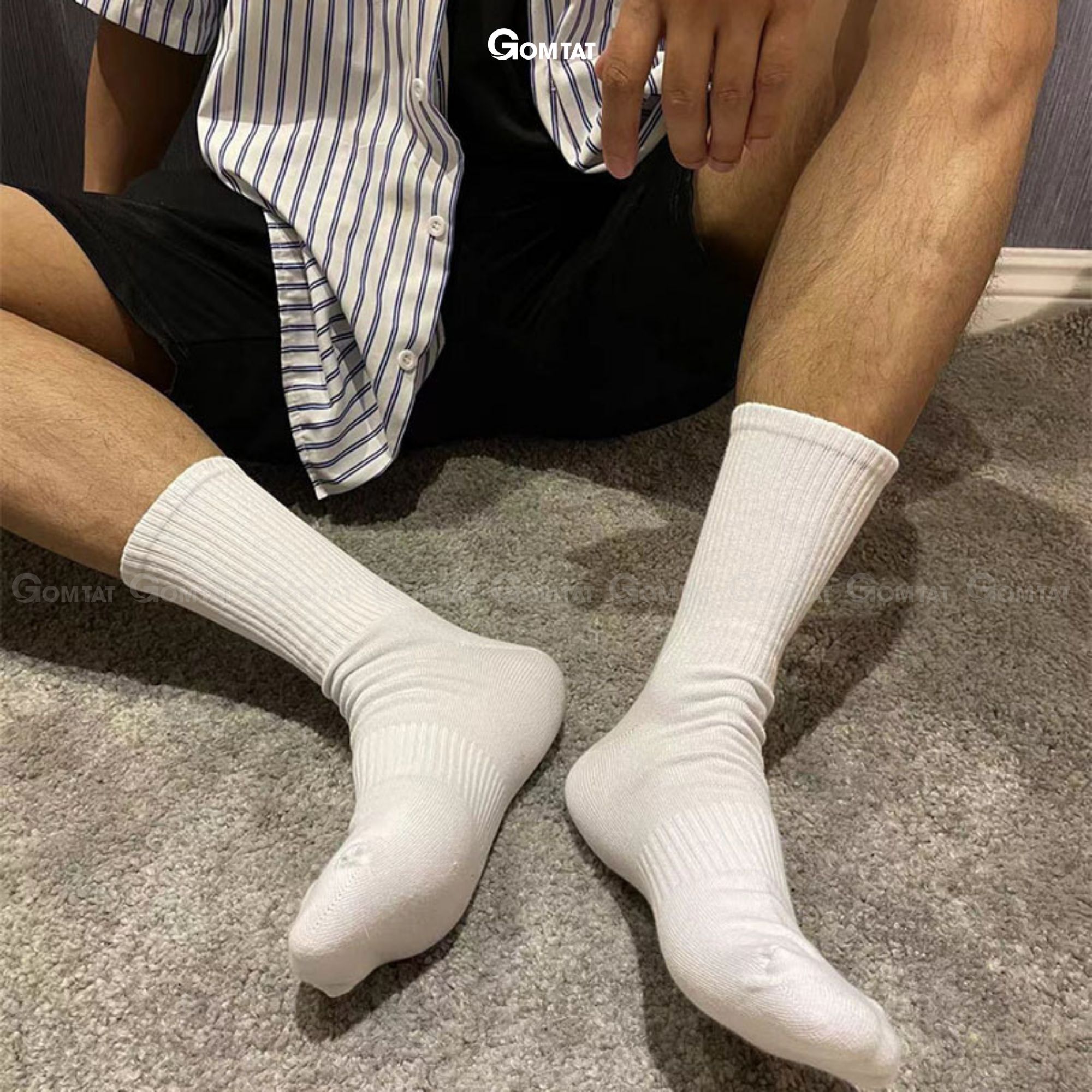 Tất vớ cao cổ chất liệu cotton, thiết kế thoáng khí - GOMTAT-KLB-TRONCAO-GANTAM