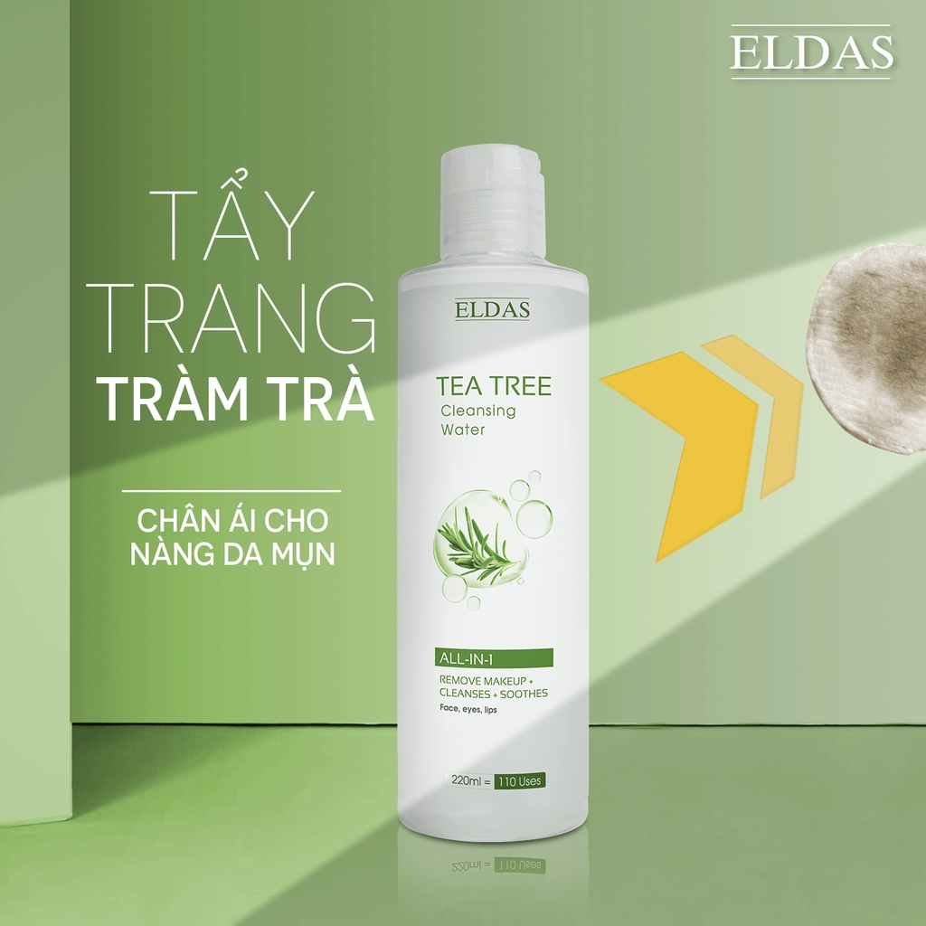 Nước tẩy trang da dầu mụn ELDAS, tinh chất TRÀM TRÀ, sạch sâu không cồn thẩm thấu nhanh ELDAS 220ml