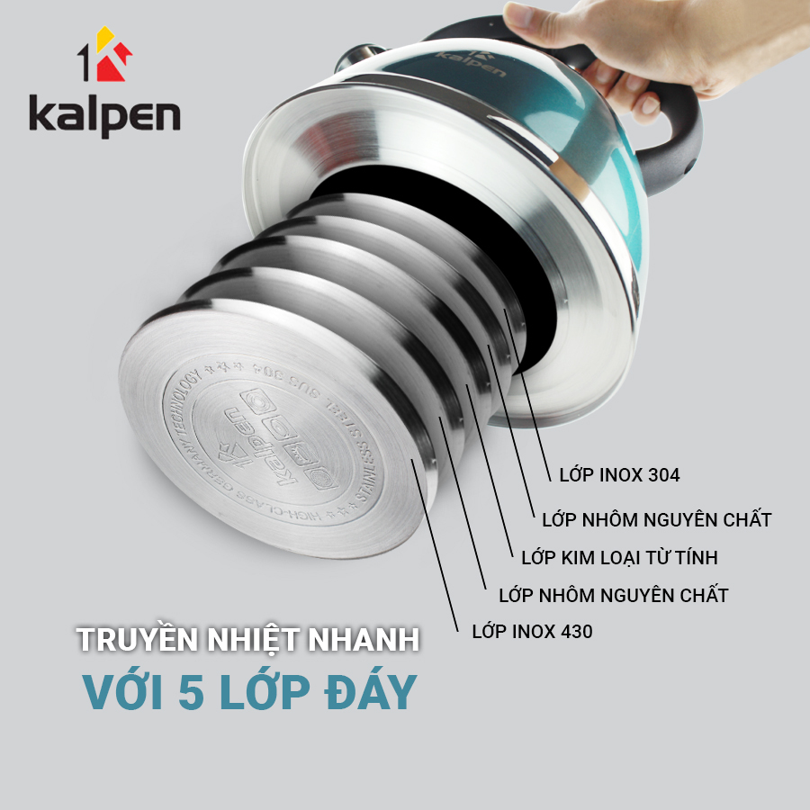 Ấm đun nước Inox 304 cao cấp Kalpen KK03 dung tích 3L dùng bếp từ chuẩn Đức - Hàng chính hãng