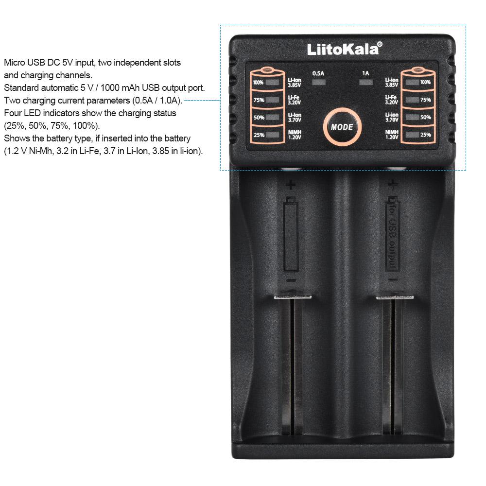 Bộ sạc pin thông minh Liitokala Lii-202 cho 1.2V / 3.7V / 3.2V / 3.85V AA / AAA 18490/18350/16340/14500/10440 NiMH Lithium