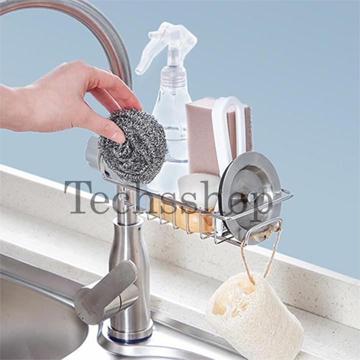 Kệ Inox Gắn Vòi Nước, Vòi Sen Để Đồ Có Thể Điều Chỉnh Hướng Và Vị Trí - Khay Xà Phòng Nhà Bếp, Nhà Tắm 1 Tầng