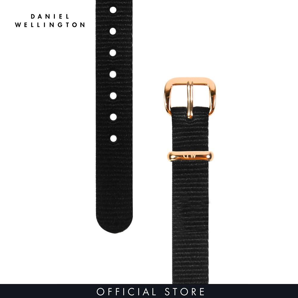 Dây vải nato đồng hồ Daniel Wellington 12mm khóa màu vàng hồng - Cho đồng hồ Petite 28mm - DW00200195