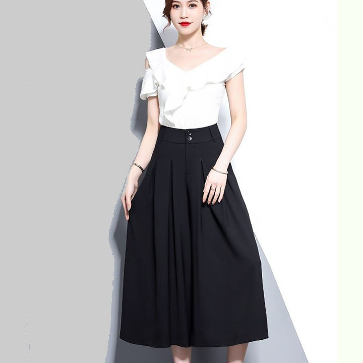 Quần ống rộng Cullotes thời trang giả váy Chất Liệu Vải Cao Cấp - Quần công sở thời trang hàn quốc Cullotes cao cấp 4