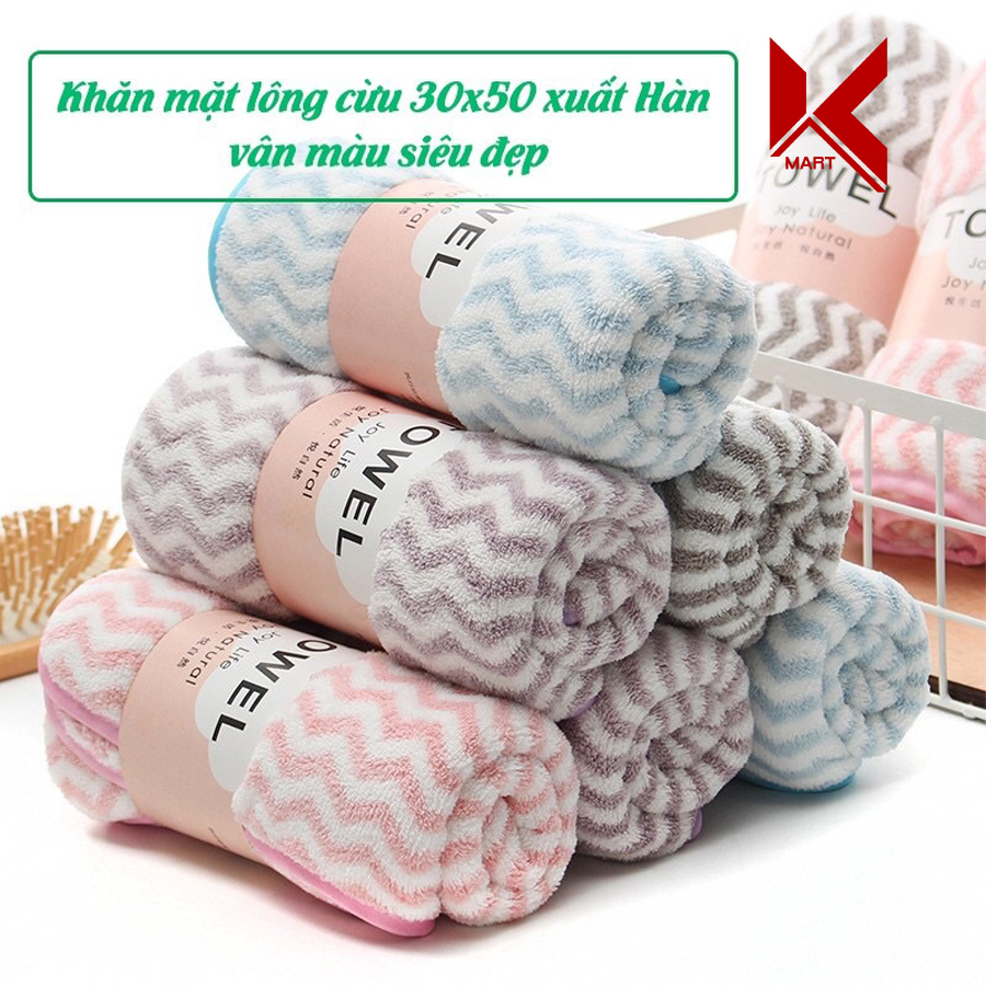 Khăn mặt lông cừu Hàn Quốc siêu mềm mịn, thấm hút tốt kích thước 30x50cm - K-Mart