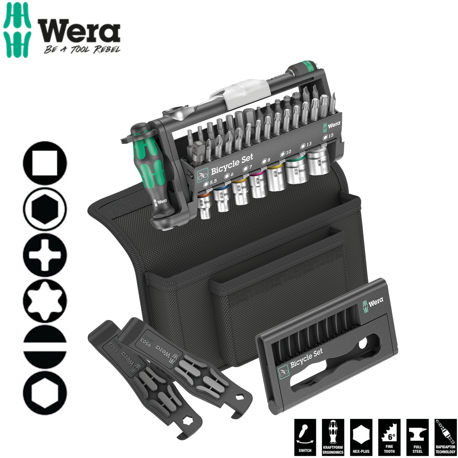 Bộ dụng cụ Bicycle Set 3 ứng sửa xe đạp, xe đạp điện, công việc tự sửa chữa và lắp ráp DIY gồm 39 cái Wera 05004172001