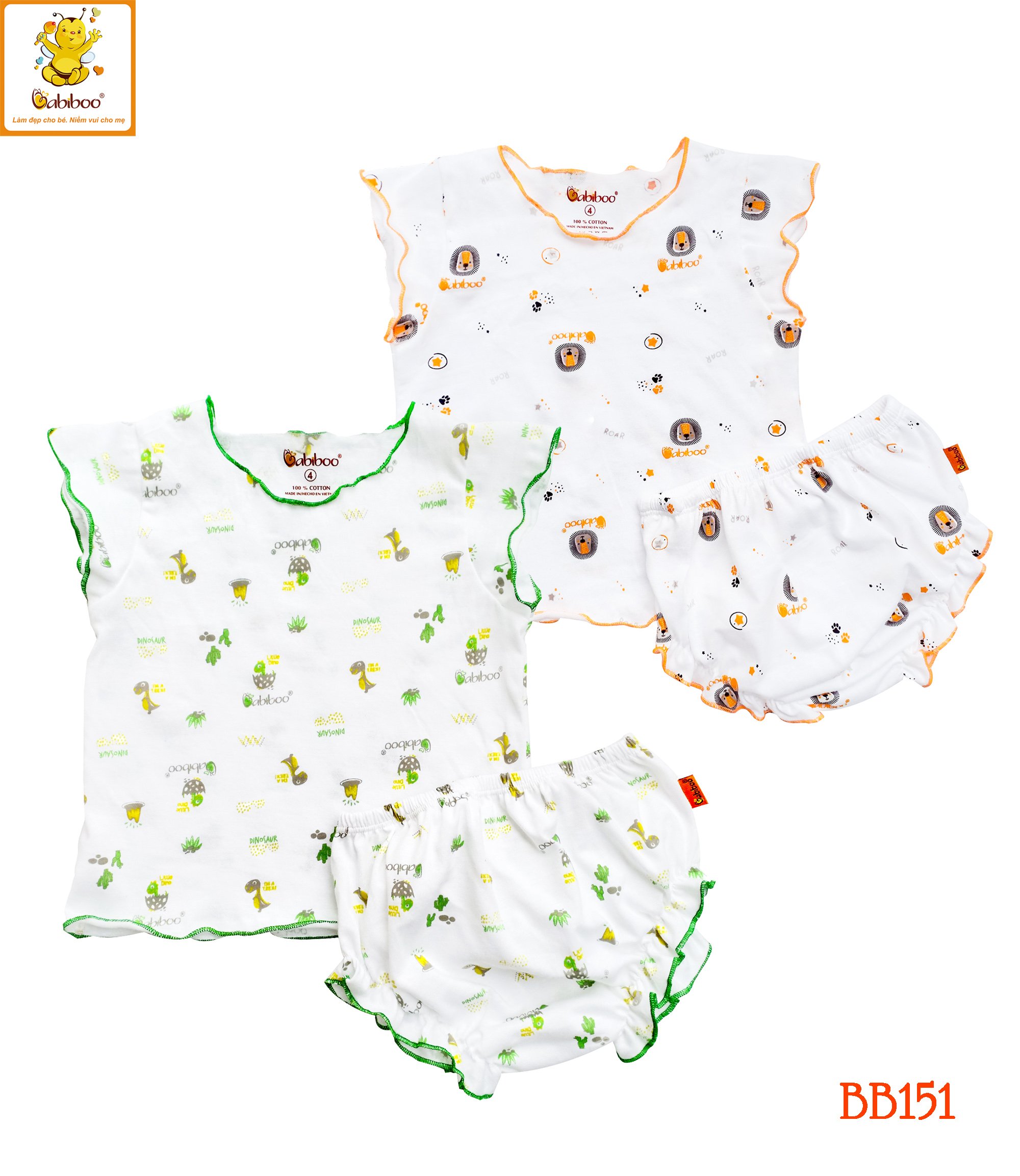Đồ bộ cho bé gái Babiboo vải cotton mịn màng, họa tiết xinh xắn- BB151