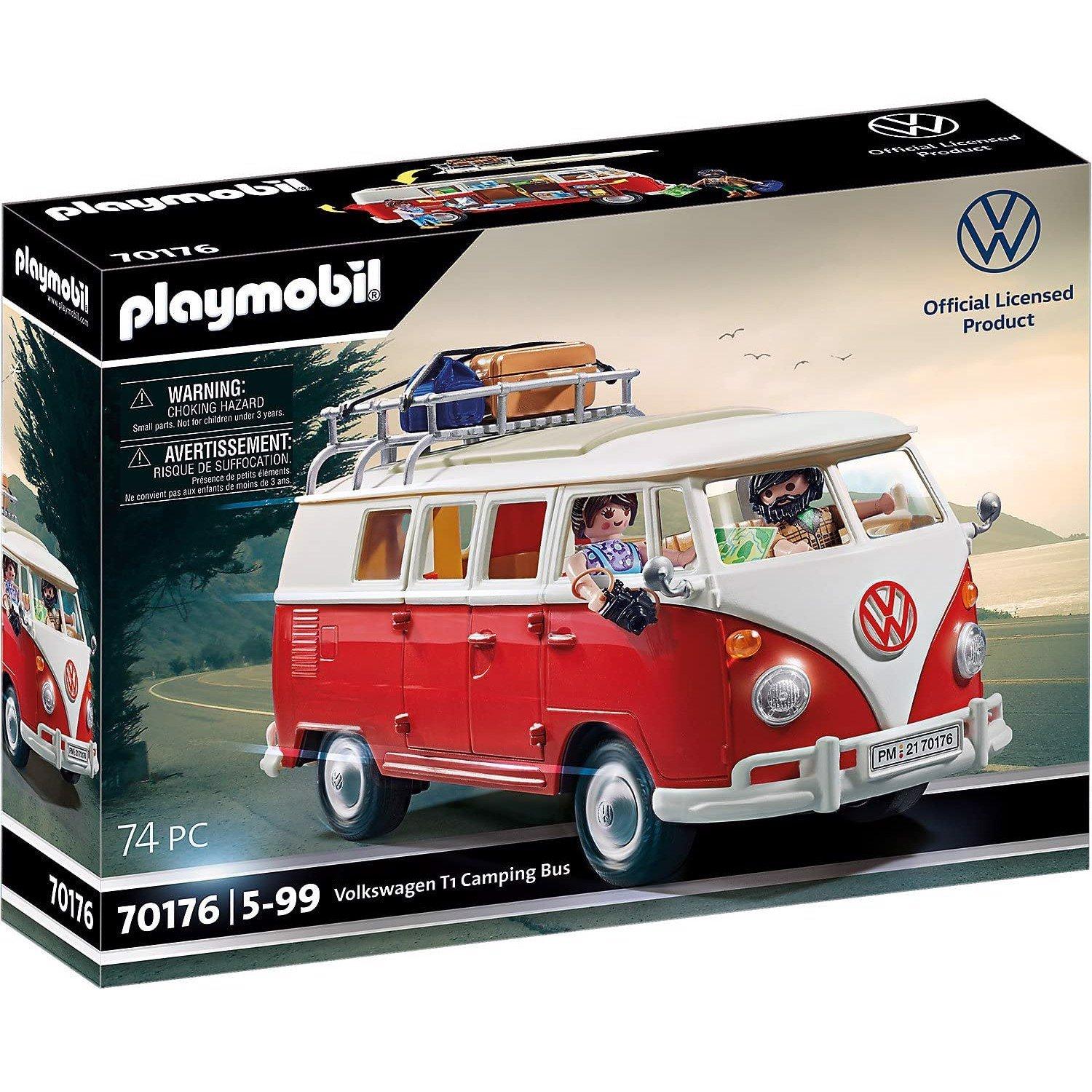 Đồ chơi mô hình Playmobil Xe buýt cắm trại Volkswagen T1 Camping Bus 1:17 kèm nhân vật 74 pcs