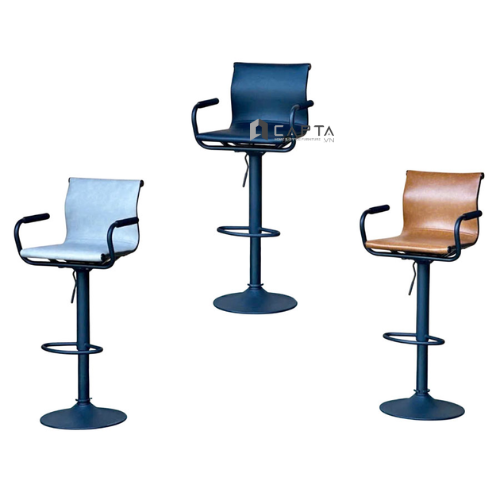 Ghế quầy bar có lưng tựa bọc nệm tay tựa sắt có ốp CB2304A-PH Nội thất Capta