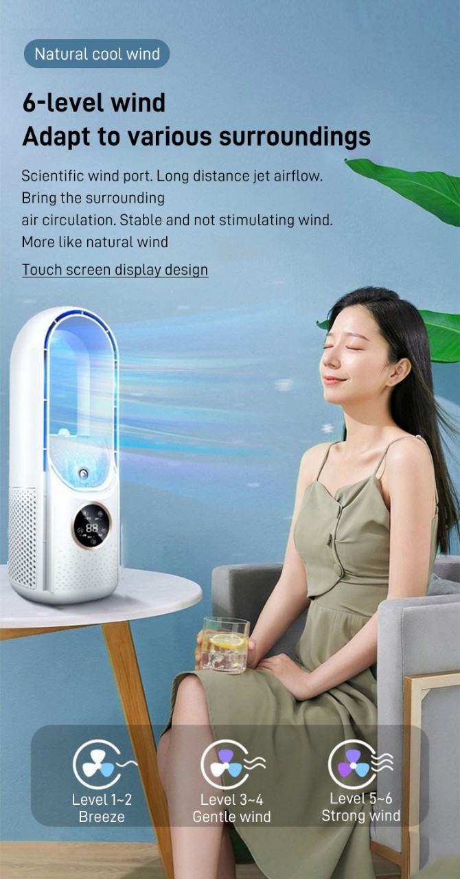 Quạt Không Cánh Phun Sương Tạo Ẩm Siêu Trầm Clear FreshAir