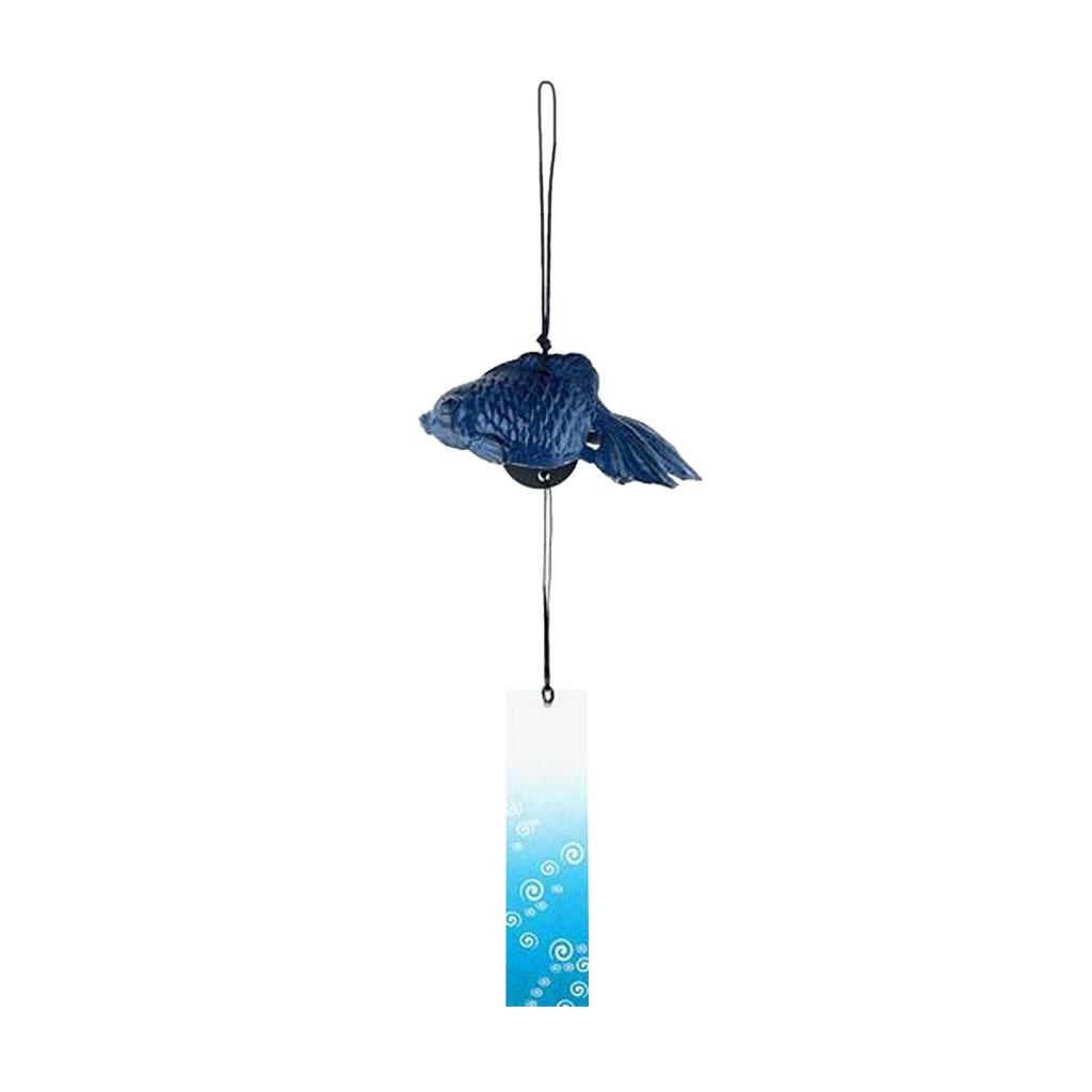 Nhật Bản Cá Vàng Furin Windchime Đúc Đền Vườn Trang Trí Nhà Màu Xanh