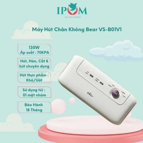 Máy Hút Chân Không Thực Phẩm Bear Hàn Miêng Túi Áp Suất Mạnh - VS-B01V1 - Hàng Chính Hãng Bảo Hành 18 Tháng