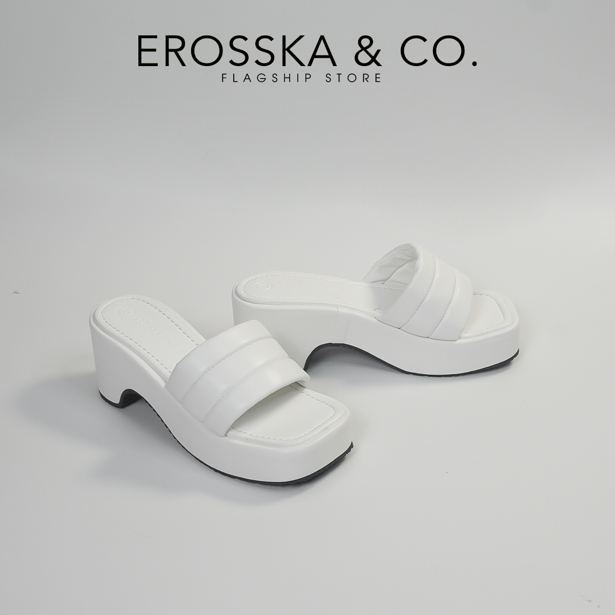 Erosska - Dép nữ đế xuồng dày quai ngang cao 7cm - SB023
