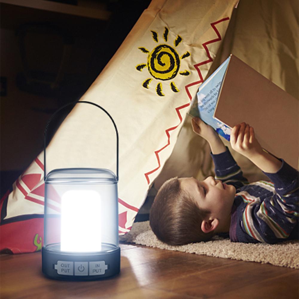 LED Camping Light USB Rechargeable Campsite Lantern Portable Tent Lamp Waterproof Power Bank with 3 Light Modes Stepless Dimming for Camping Hiking Tent Fishing