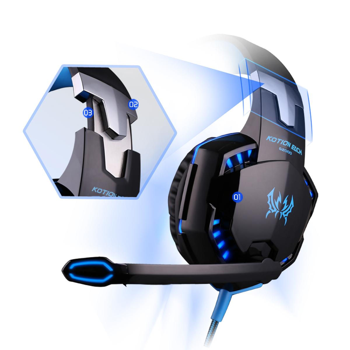 G2000 Tai Nghe Chơi Game Khoét Sâu Bass Stereo Casque Có Dây Tai Nghe Game Thủ Chụp Tai Có Mic Cho PS4 PS5 XBOX
