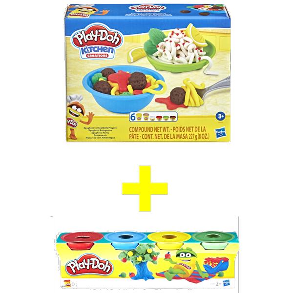 Bộ Khuôn Làm Bếp Cơ Bản + Bột Nặn 4 Màu Mini - Playdoh CBE7253-23241