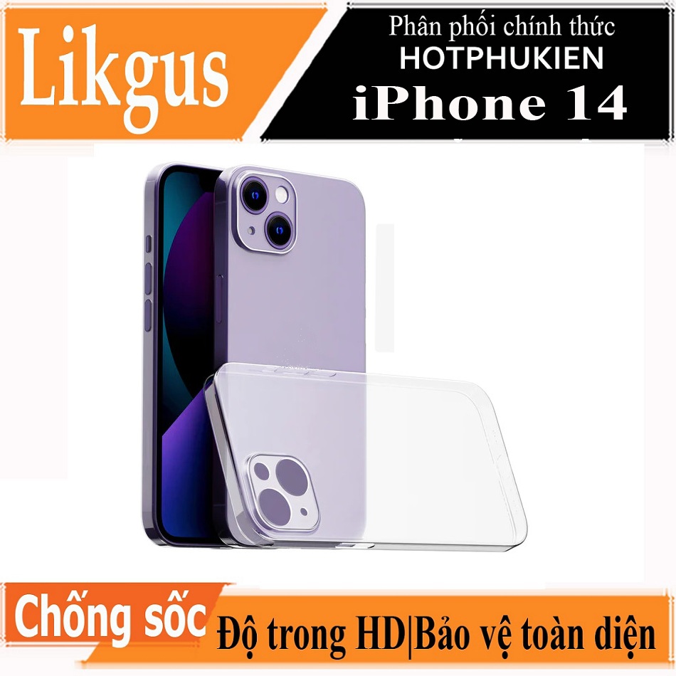 Ốp lưng chống sốc trong suốt cho iPhone 14 Likgus Crashproof giúp chống chịu mọi va đập - hàng nhập khẩu