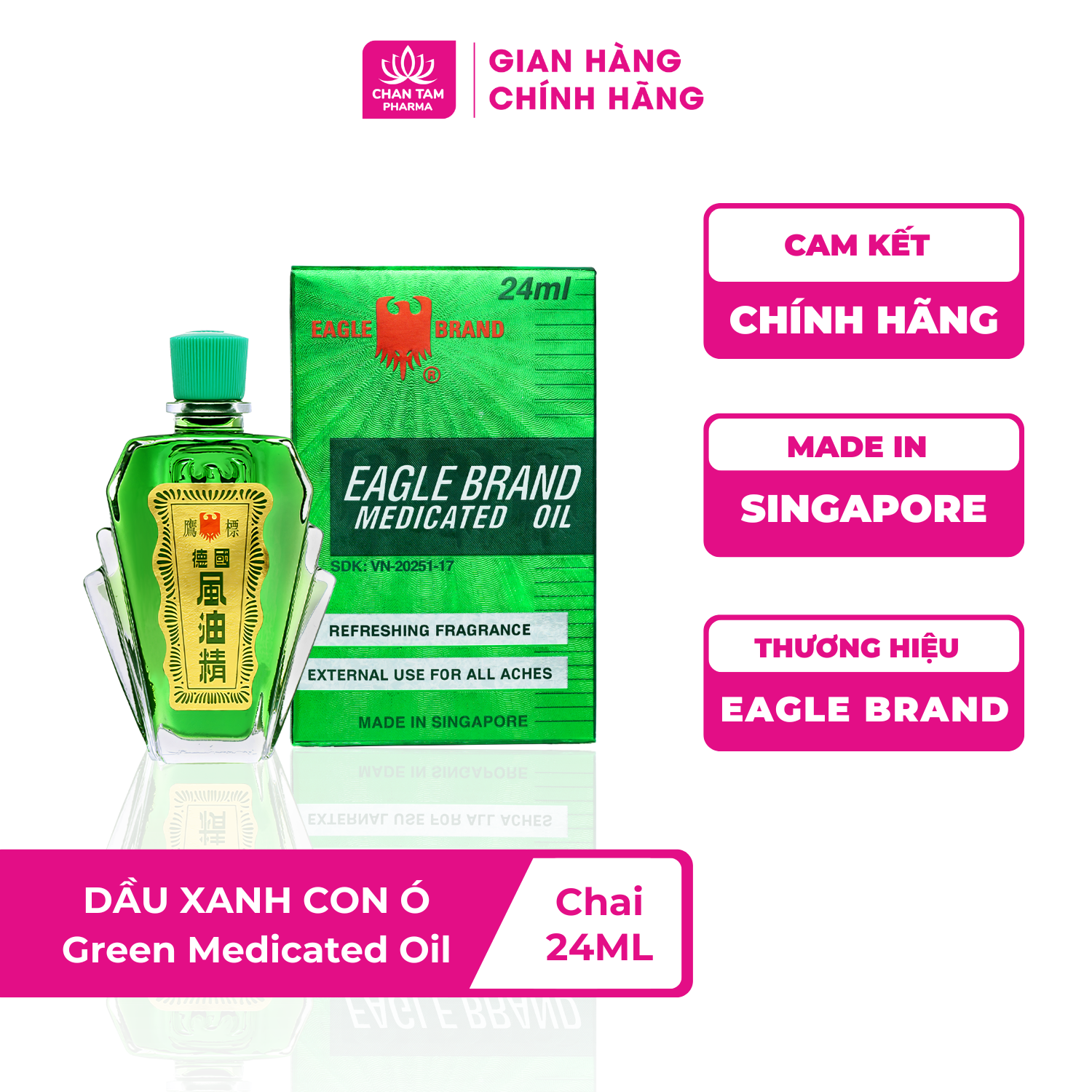 Dầu Gió Xanh Con Ó Eagle Brand 24ml