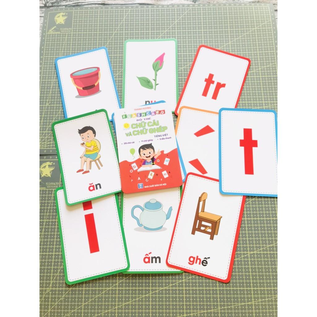 Bộ thẻ flashcard chữ ghép và chữ cái, chữ số cho bé học tiếng việt(khổ lớn 10x15cm)