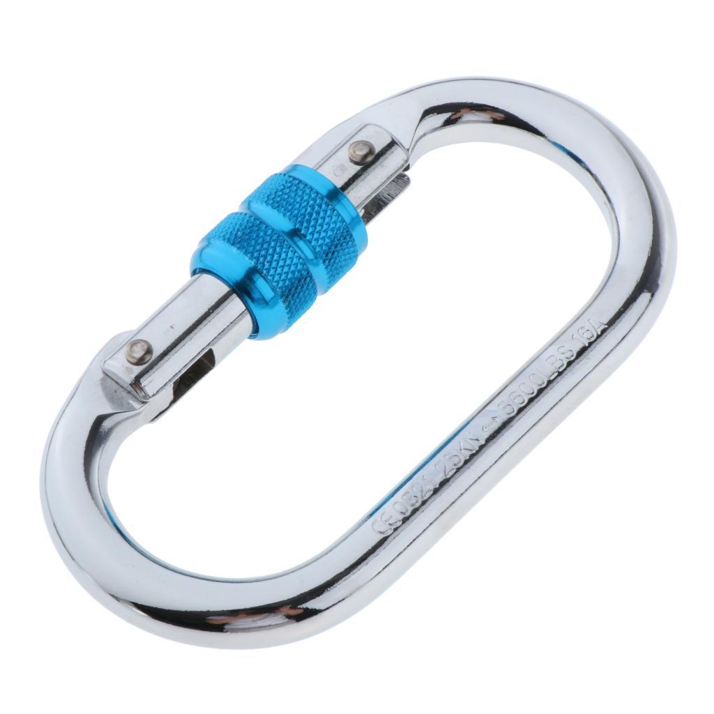 Outdoor Climbing Iron Carabiner Screw Locking  25KN for Hiking Swing