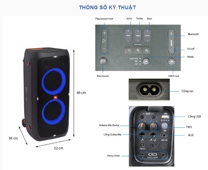 Loa JBL PartyBox 310 - Hàng Chính Hãng