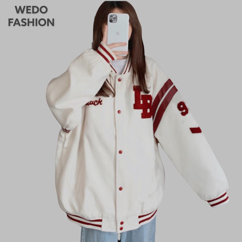 Áo khoác bomber nữ in logo Bluck LB, chất nỉ dày dặn form rộng cá tính