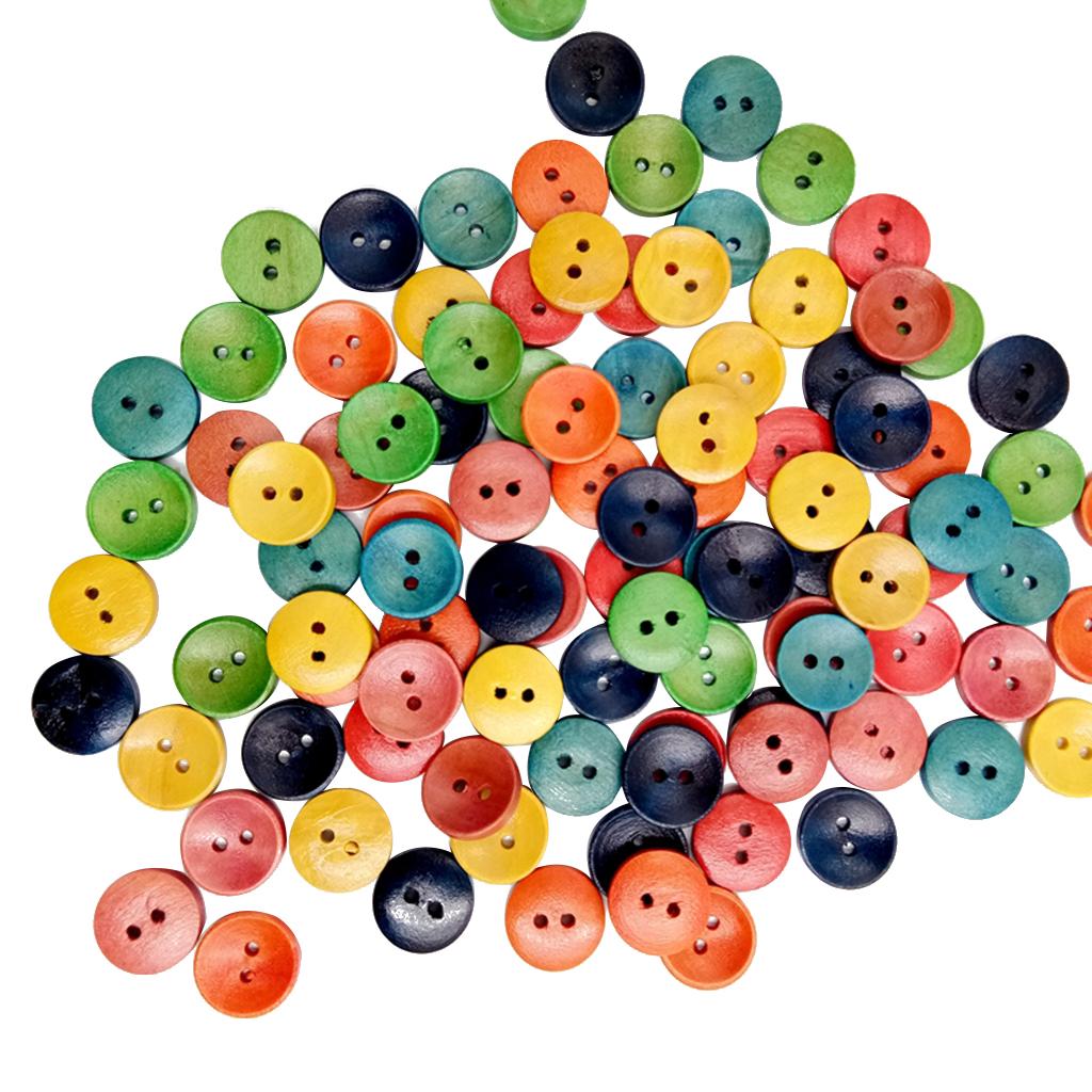 100 Pieces Mixed Wooden Buttons Sewing Scrapbooking Decor DIY Crafts 15mm