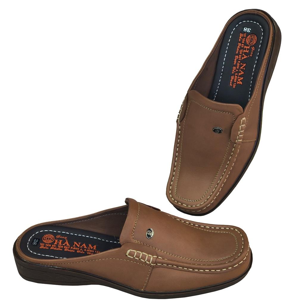Dép Bít Mũi Nam Da Bò Thật HÀ NAM Cao Cấp GSB2093c