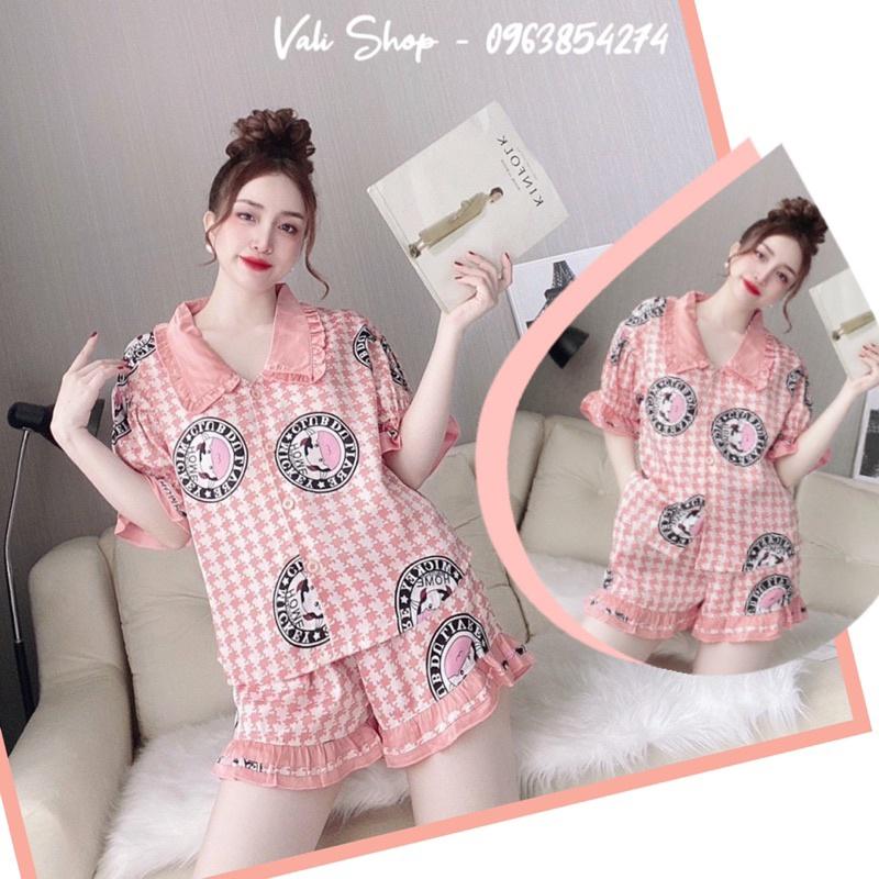 Đồ ngủ lụa latin satin cao cấp pijama hoạ tiết dễ thương freesize 42-60kg