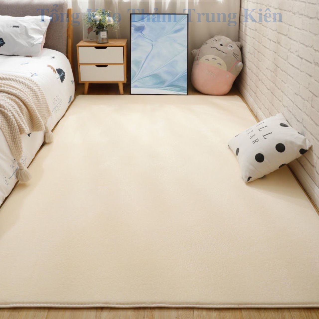 Thảm Long Ngắn Mịn Trải Sàn (120 x 160cm &amp; 160 x 230cm) Nhập Khẩu - Không Rụng Lông