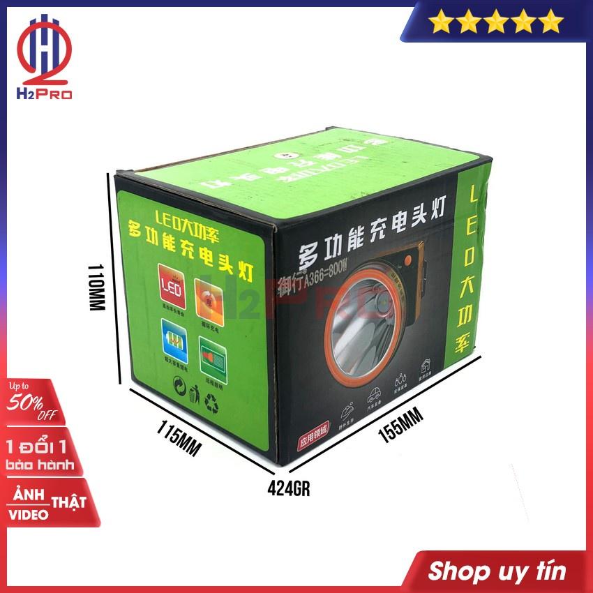 Đèn pin đội đầu siêu sáng A366 H2Pro cao cấp bóng led-800W-chiếu xa 500m-pin khủng-dùng 8-20h , chịu nước