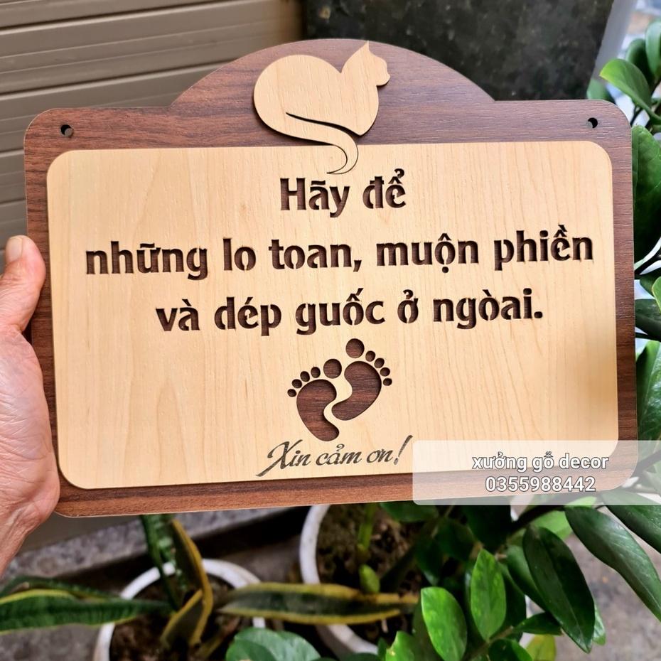 Bảng gỗ Để buồn phiền ngoài cửa trang trí nhà cửa, Bảng gỗ Vui lòng để giày dép bên ngoài