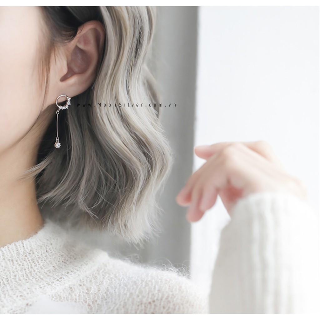 Khuyên tai bạc vòng tròn đối xứng