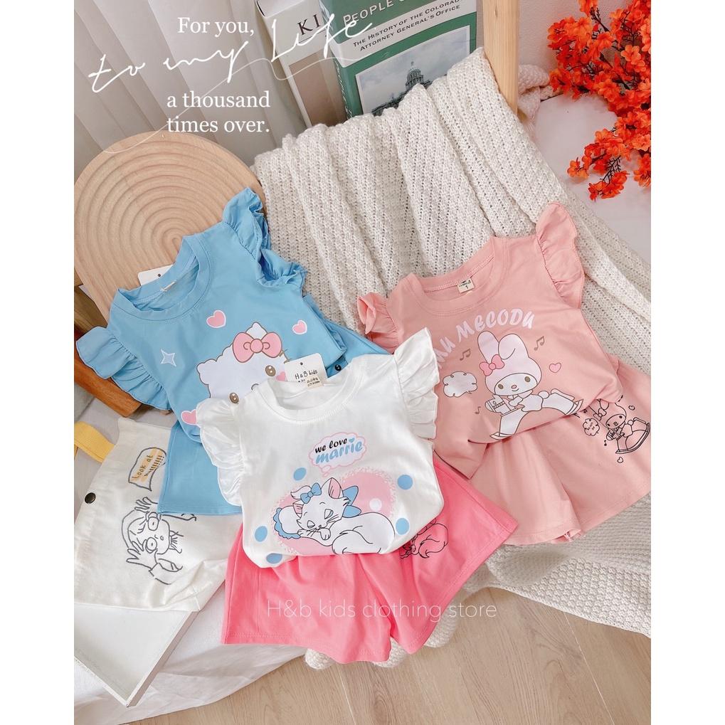 Bộ hè bé gái, cộc tay bé gái, bộ áo cánh tiên quân dáng váy size 10-20kg