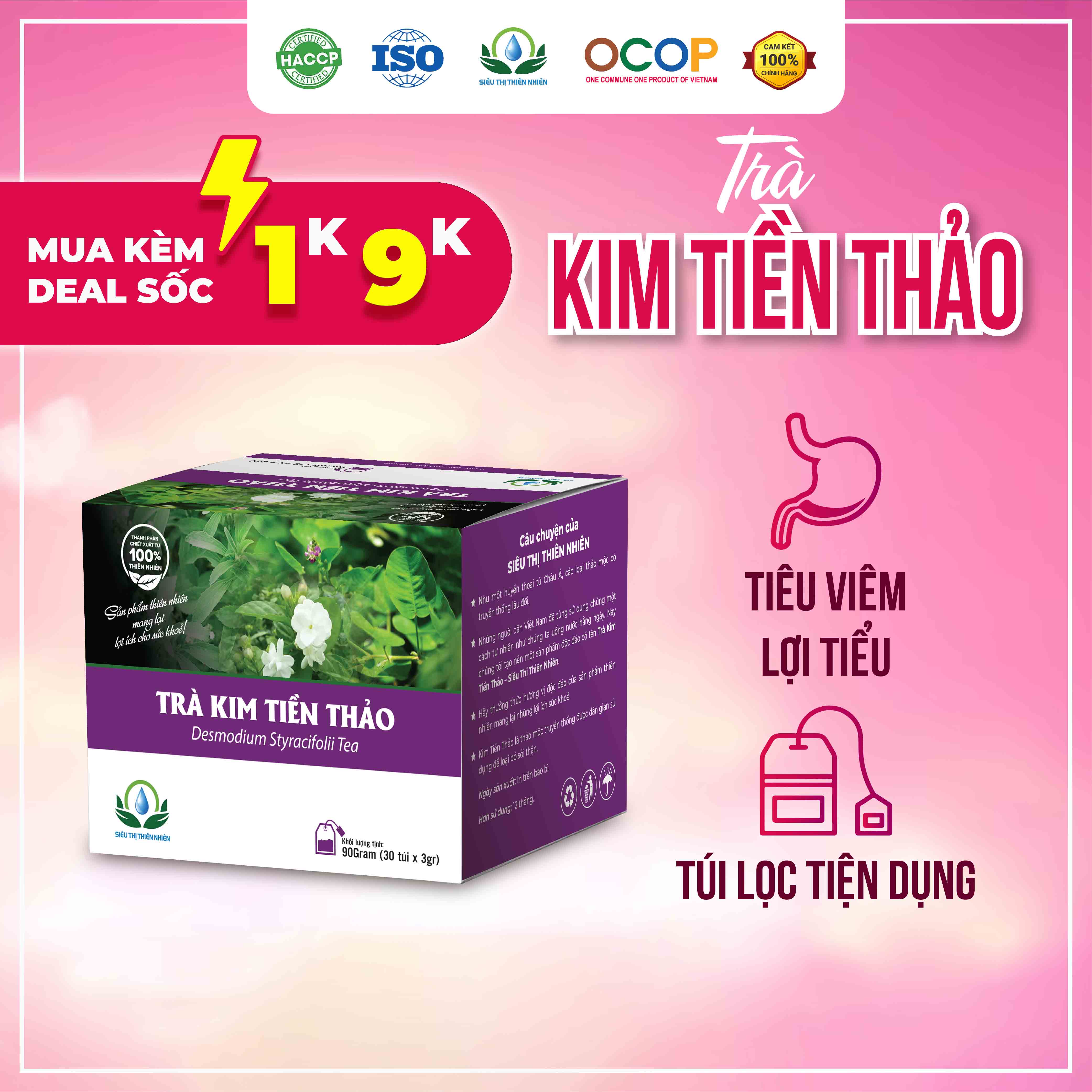 Trà Kim Tiền Thảo Hộp 30 Túi Lọc Của Siêu Thị Thiên Nhiên