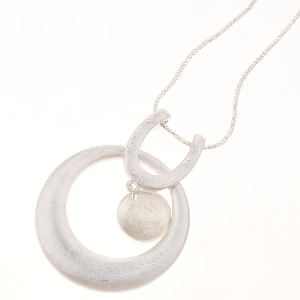 Vintage  Link Chain with Brushed Round Pendant Necklace Jewelry