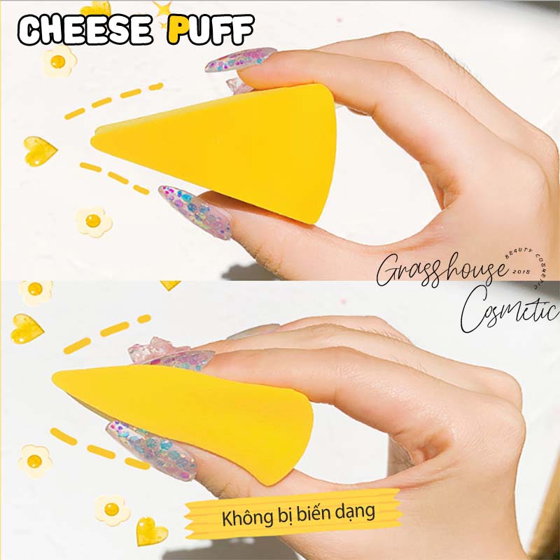 Bông Mút Hình tam giác Miếng Phô mai siêu cute Wet Powder Puff hiệu Malian đa năng dành cho phấn phủ và kem lót phấn nền foundation