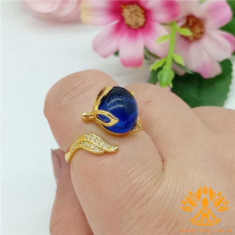 NHẪN HỒ LY ĐÁ TỰ NHIÊN ĐỦ MÀU BERYL TÌNH DUYÊN MAY MẮN TÀI LỘC TẶNG KÈM DÂY ĐEO, HỘP GẤM CAO CẤP.